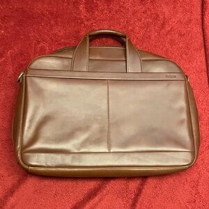 Alliance Collection Leather Briefcase/Attache w Shoulder Strap, Light Brown